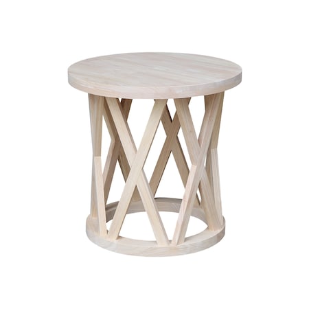 International Concepts Round Ceylon End Table, 24 in W, 24 in L, 24 in H, Wood, Unfinished OT-46ER
